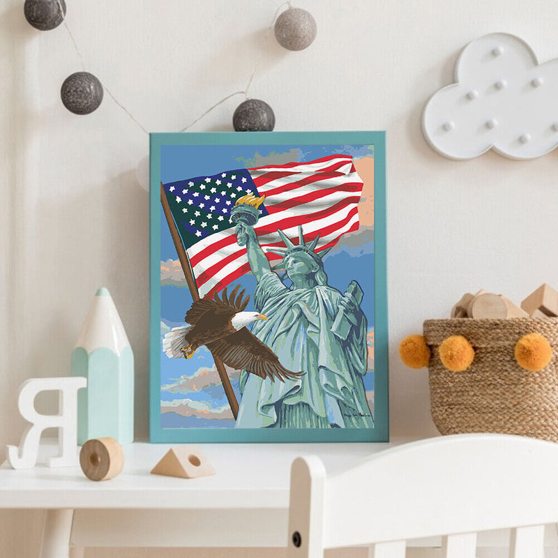 HandPainted Oil Paint Kill Time Picture Colouring Artcraft Eagle and Banner Gift