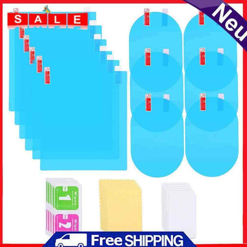 12pcs Rainproof Rearview Mirror Window Clear Film Membrane Anti Fog Car Stickers