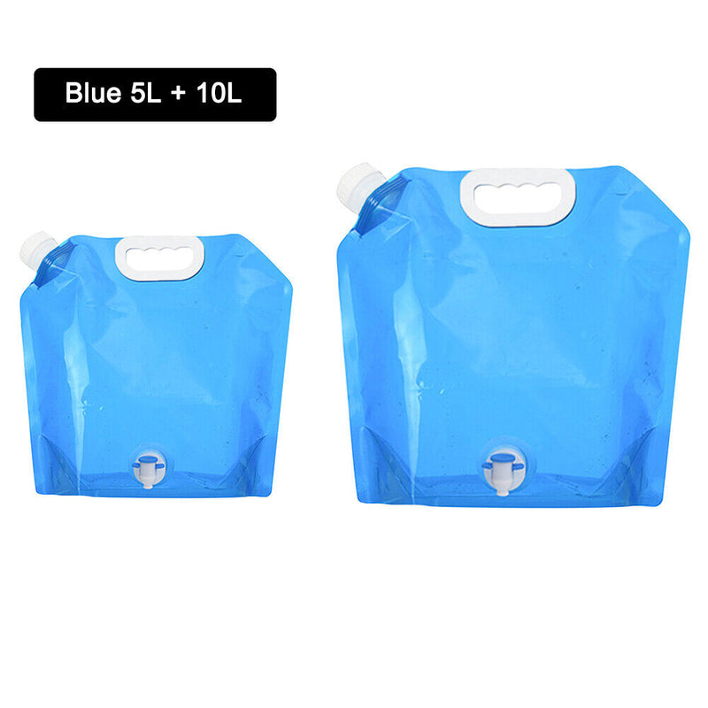 2x 5L+10L Collapsible Water Storage Container Outdoor Camping Water Bag Canis