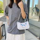 Retro Women Butterfly Chain Underarm Bag Casual PU Small Handbags (White)