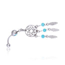 Dreamcatcher Net Rhinestone Dangle Belly Button Ring Body Piercing Blue