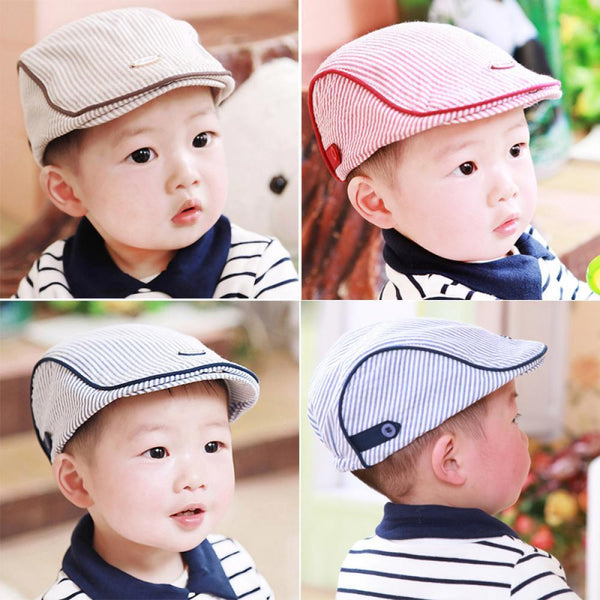Fashion Baby Kids Peaked Baseball Casquette Stripe Beret Cap Hat