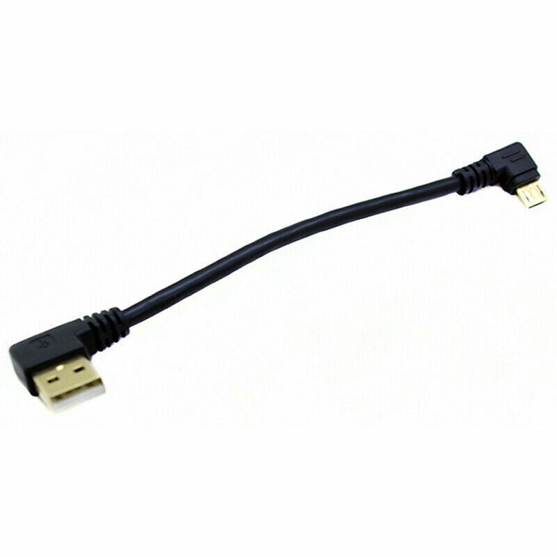90degree Right Angle Micro USB to Left Angle USB A Sync Cabl Male Access Q9C5