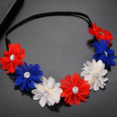 Red White Blue Flower Crown Crystal Headband Hairband Day For Independence I2T7