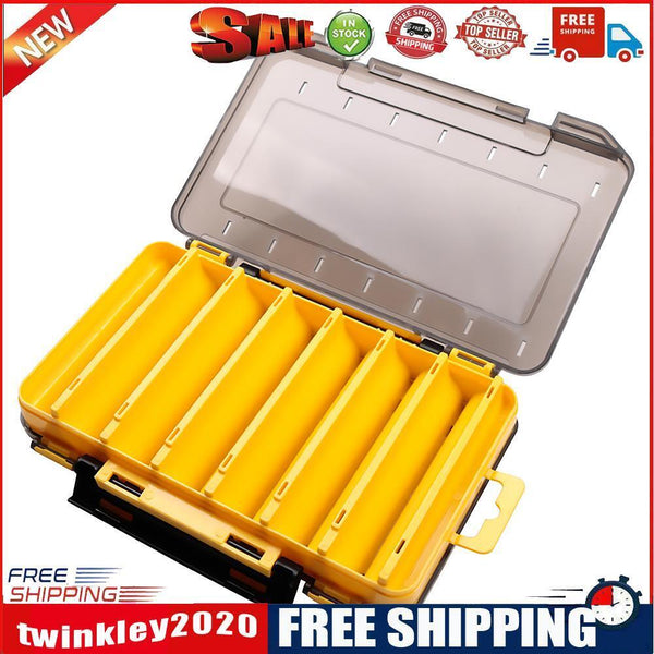 Fishing Lure Box Double Side Bait Case Organizer Fishing Tackle (L Yellow)