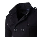 Men's  Outerwear Winter Pea Overcoat Double Breasted Trench Coats Black L