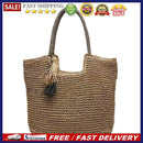 Women Large Capacity Woven Portable Shoulder Bag Tassel Braided Beach Travel Bag