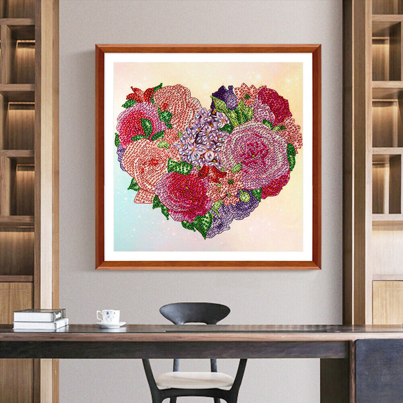 Part Special Shaped Drill Diamond Painting 5D Flower Heart Handiwork Mosaic Kit