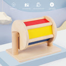 Montessori Sensory Spinning Drum Wooden Textile Baby Kid Educational Instrument