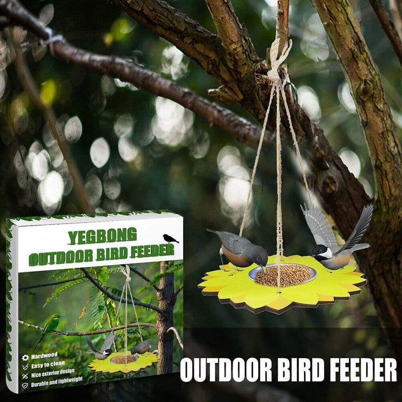 Outdoor Bird Feeder Stainless Steel Plate Hanging Feeder Garden Yard Decoration