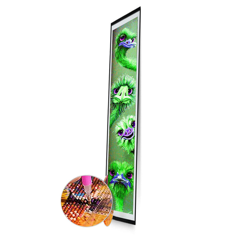 5D Kit Rhinestone Pictures DIY Green Ostrich Full Round Drill Diamond Paint