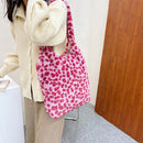 Female Fluffy Fashion Flower Pattern Shoulder Bag Large Phone Crossbody Bag