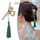Tassel Hair Claw Retro Flower Hair Clip Barrette Alloy Clip Ponytail E0Z0