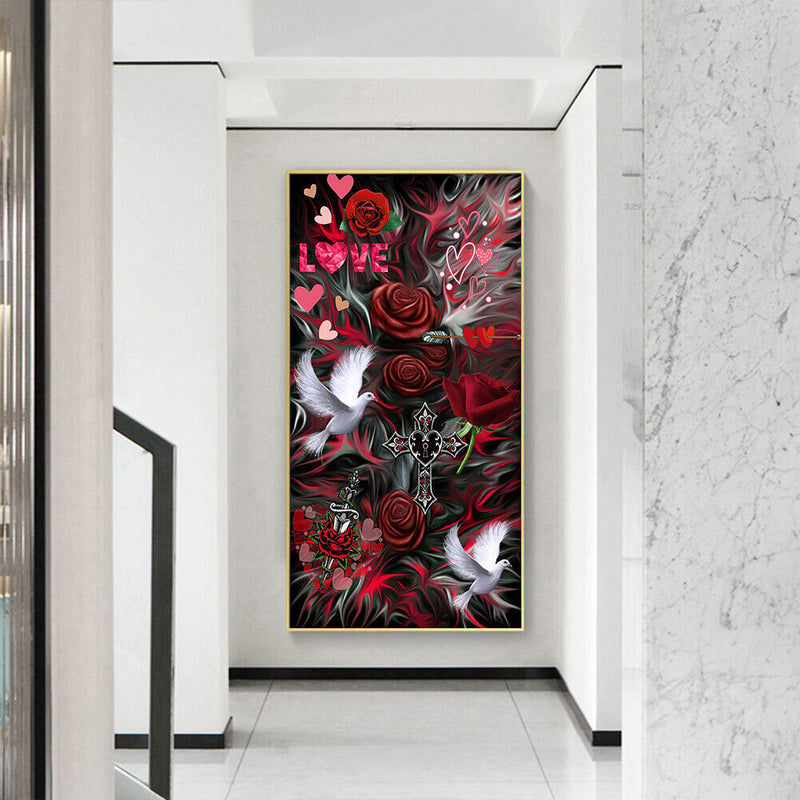 Cross and Dove on Flowers Oil Paint By Numbers DIY Frameless Drawing for Ad