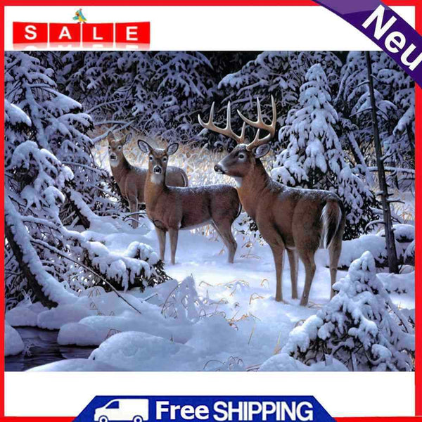 5D DIY Diamond Painting Winter Snow Elk Cross Stitch Embroidery Rhinestones Home