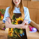 Sunflower Printed Linen Apron Waterproof Kitchen Cooking Bib (82x68cm)