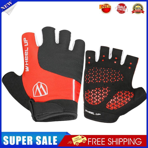 WHEEL UP Cycling Half Finger Gloves Sun Protection Sport Gloves (Red XL)