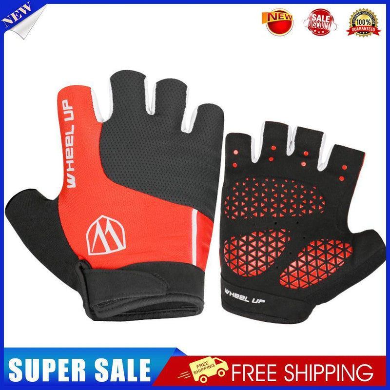 WHEEL UP Cycling Half Finger Gloves Sun Protection Sport Gloves (Red XL)