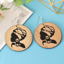 Böhmen Holz Ohrstecker Großer Kreis Afrikanische Königin Holz Gemalt Schmuck