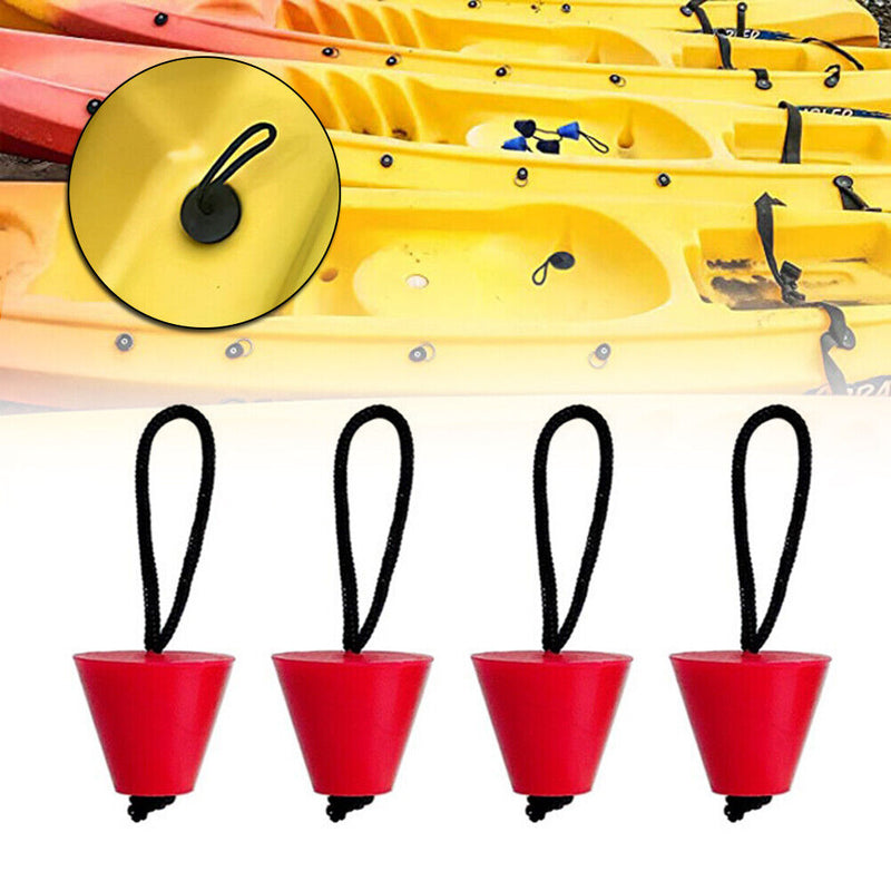 4x Kayak Canoe Boat Scupper Plugs Marine Dinghy Drain Holes Stopper (Red)