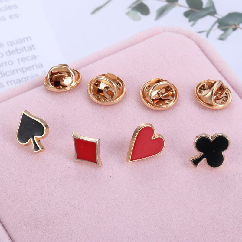Women Men Club Poker Shaped Funny Boutonniere Collar Pins Brooches Badges