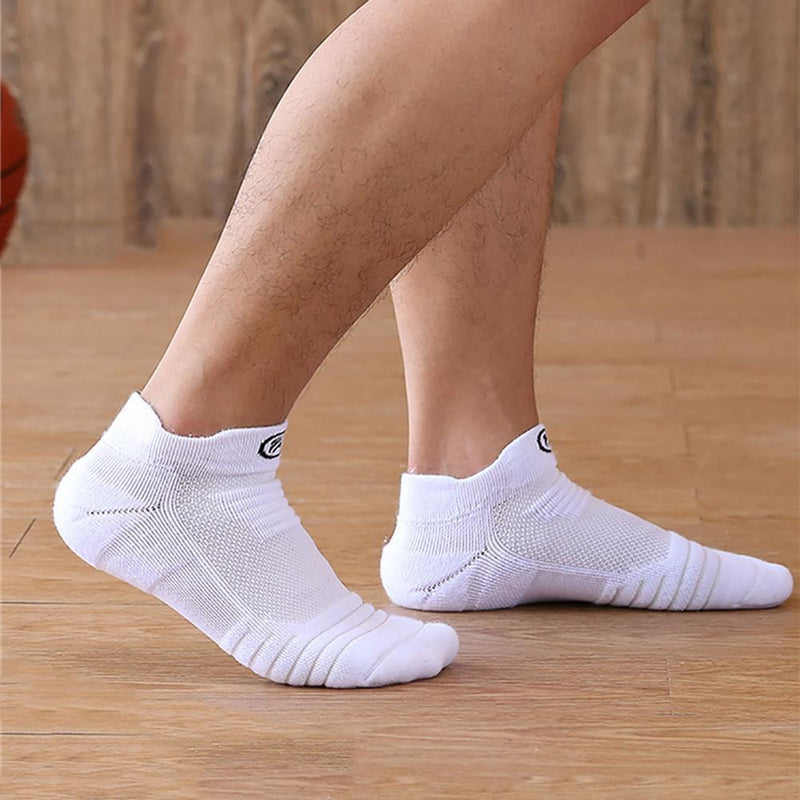 Men Basketball Socks Anti-Slip Towel Bottom Thickened Short Sock White+Grey