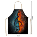 Kitchen Linen Apron Music Note Paint Picnic Coffee Shop Accessory Pinafore