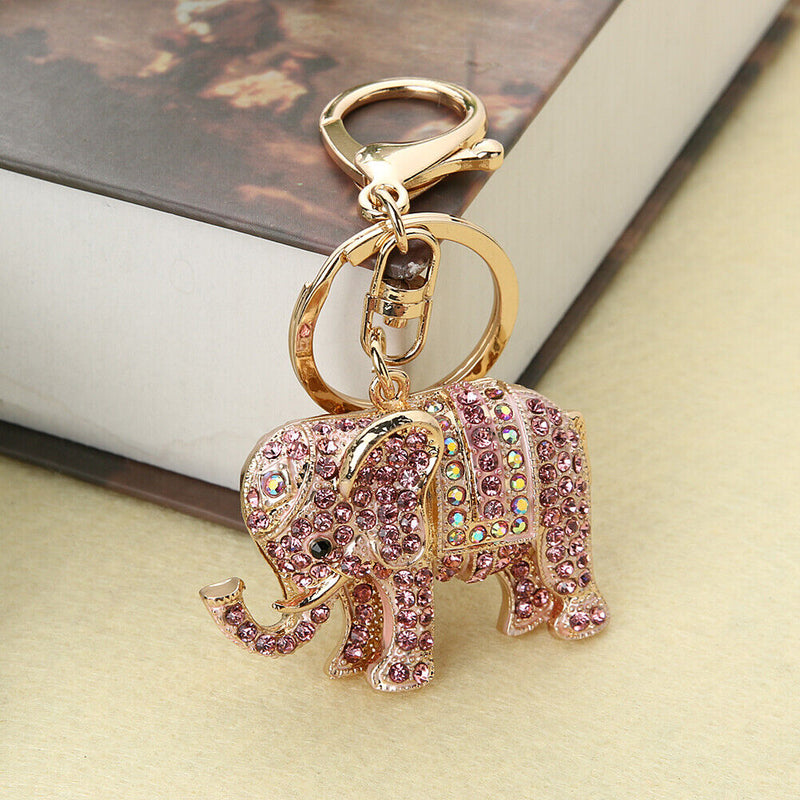 Women's Elephant, Inserted Colors, Cast Rose Keychain