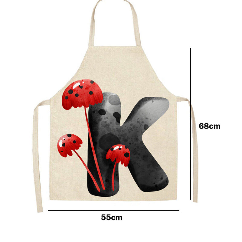 Mushroom K Printed Linen Apron Waterproof Kitchen Cooking Bibs (68X55CM)