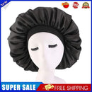 Solid Color Satin Bonnet Women Night Headband Hair Styling Caps (Black)