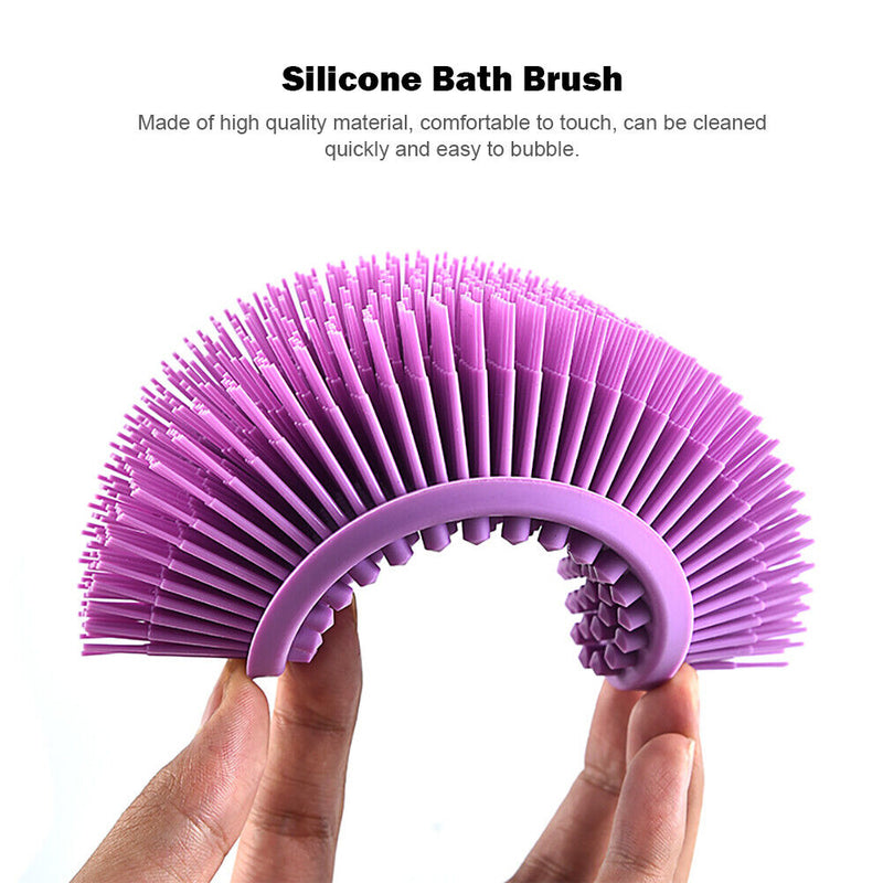 Bath Brush Silicone Massage Baby Skin Exfoliating Scrubbing Tool (Purple) Newly