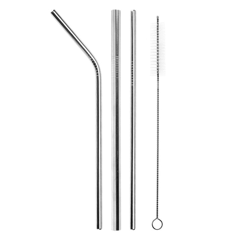 5pcs Stainless Steel Reusable Drinking Straw Set with Cleaner Brush Kitchen T