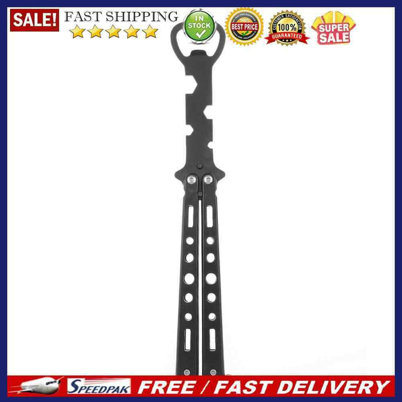 Folding Stainless Steel Beer Bottle Opener Butterfly Trainer Tools (Black)