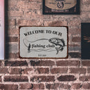Fishing Club Sheet Metal Drawing Metal Painting Tin Wall Home Poster Room Sign