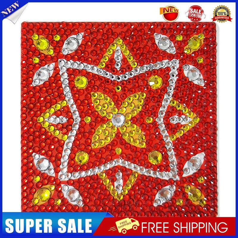 5D DIY Diamond Painting Kit Coaster Ceramics Insulation Cartoon Pad (Red)
