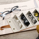 5 Grid Portable Glasses Display Box Folding Leather Sunglasses Bag (Brown) Newly