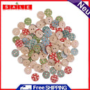 100pcs Mixed Printing Wooden Buttons Colorful Painted Button for DIY Clothing