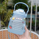 1300ml Large Capacity Cute Girl Water Bottle Plastic Straw Water Cup (Blue)