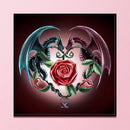 36x36cm Cross Stitch Full Embroidery Kit Dragon Rose Stamped for Home Ornament