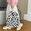 Portable Animal Print Handbag Women Fashion Plush Shoulder Bags Student Backpack