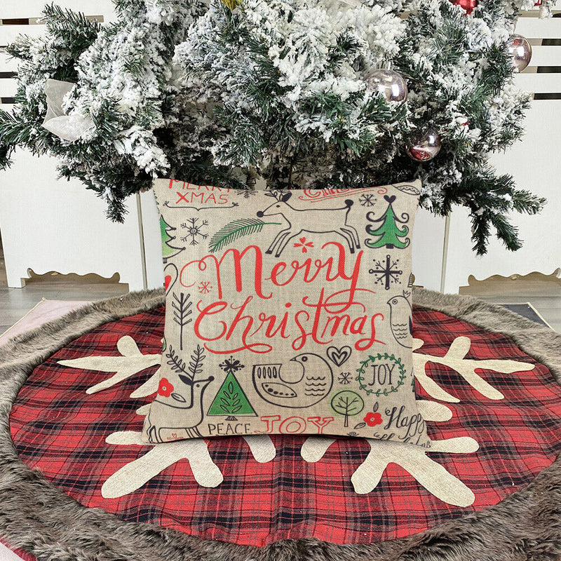 6pcs Xmas Decorative Throw Pillow Case Square Pillowcase for Sofa Bed Supplies