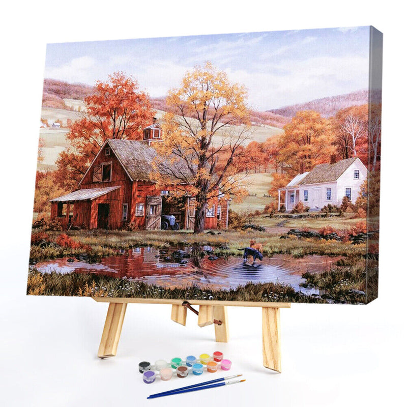 Frameless Oil Paint By Numbers DIY Autumn Picture Craft for Home Living Room