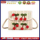 Fashion Cherry Straw Summer Women Square Handbags Rattan Crossbody Beach Bags