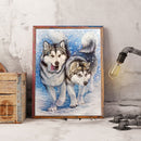 Full Diamond Ornaments 5D Round Drill Kit Snowflake Wolves DIY Painting