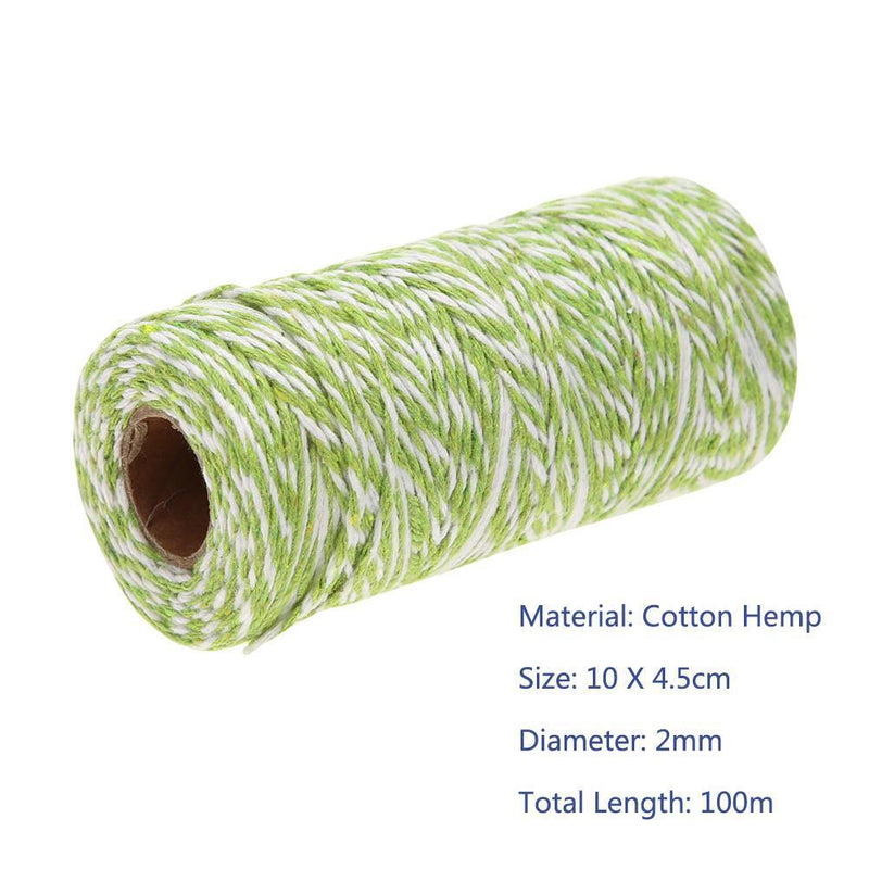 1 Roll 100 Meters 2Ply Cotton Twine DIY Weaving Handmade Craft Rope (Green Newly