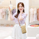 Women Mini Straw Messenger Bags Hand Woven Summer Beach Shoulder Phone Wallet