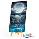 Dolphin Moon Oil Paint By Numbers DIY Handpainted on Canvas Wall Pictures