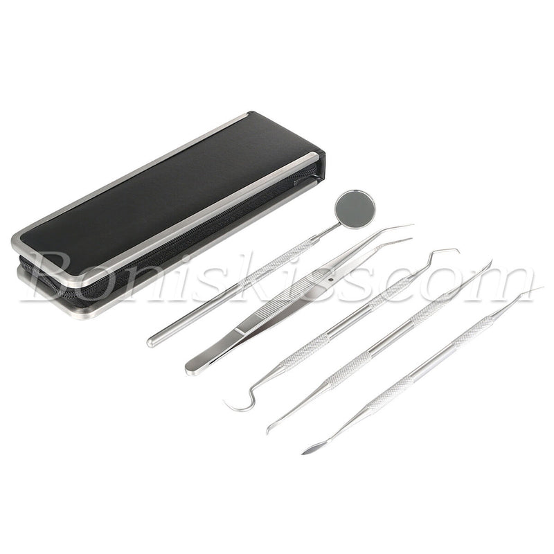 5pcs Pro Stainless Steel Oral Teeth Care Dental Hygiene Deep Cleaning Tool Set