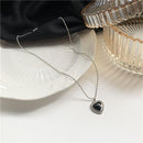 Choker Accessories Clavicle Chain Black Crystal Necklace Heart-Shaped Pendant