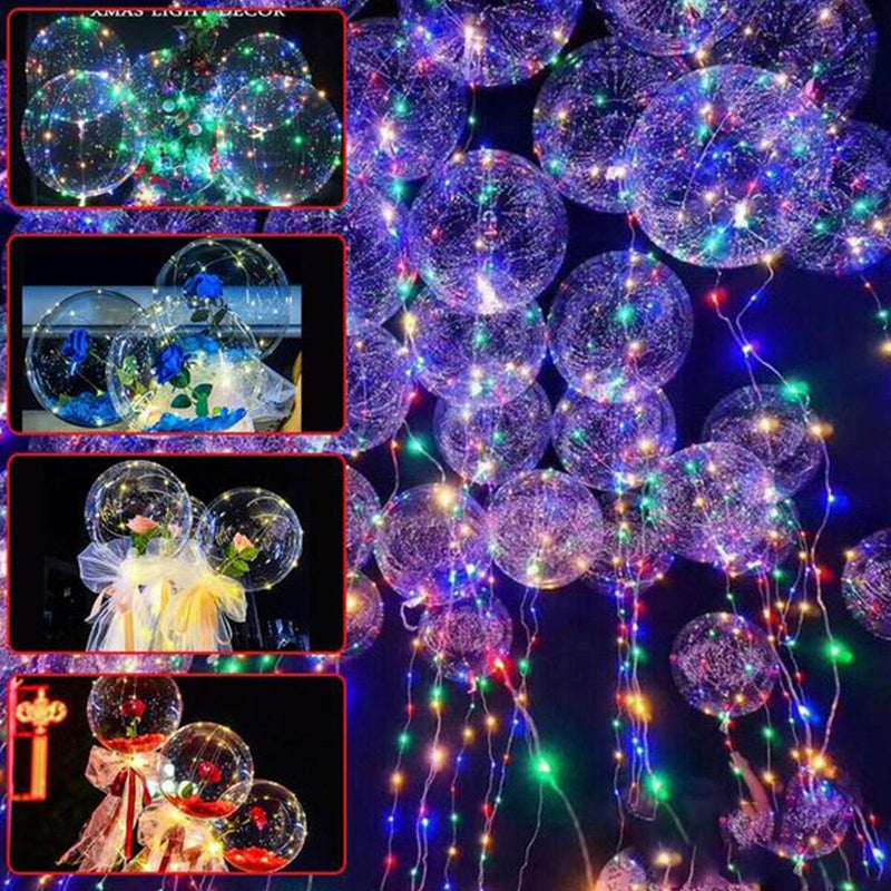 LED Luminous Transparent Bobo Balloon Bouquet Rose Ball Valentine's Day Decor U.